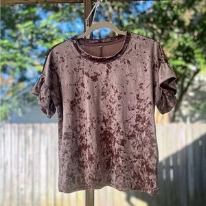 Pink Velvet Ruffle Sleeve Tee